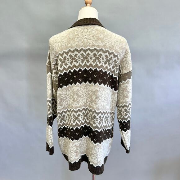 Vintage 90s Basic Editions Brown Fair Isle Mock Neck Sweater Size medium - Picture 8 of 15